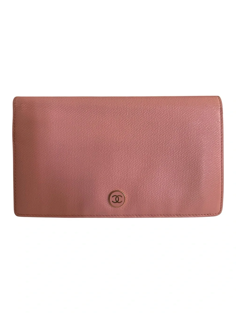CHANEL Vintage Coco Button Yen Long Wallet – Dusty Pink Caviar Leather